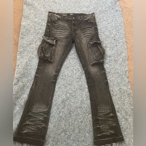 Stacked skinny flared jeans